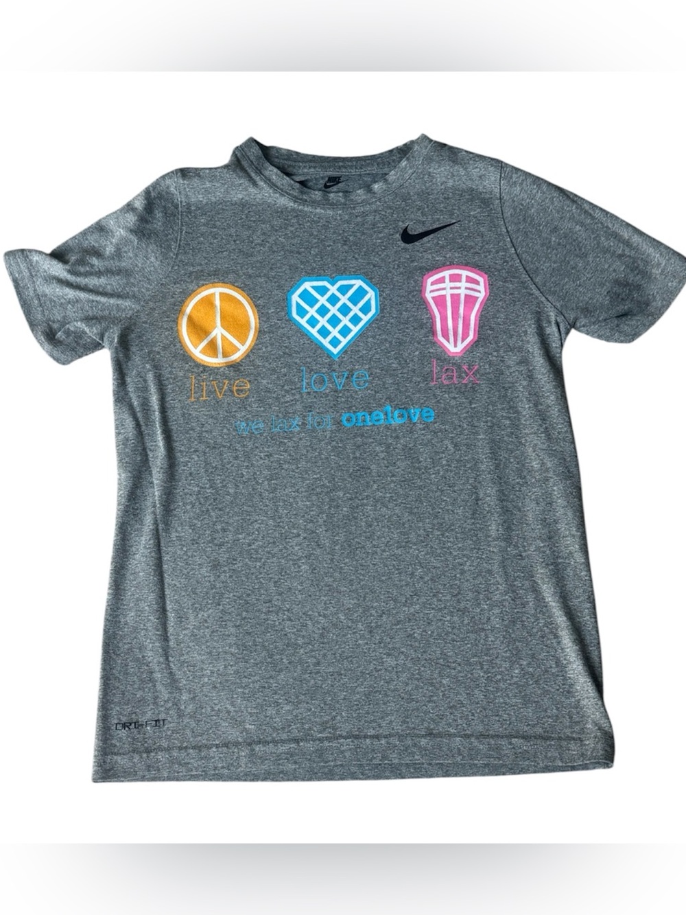 Nike Kids' Grey 'Live Love Lax' Graphic Tee
